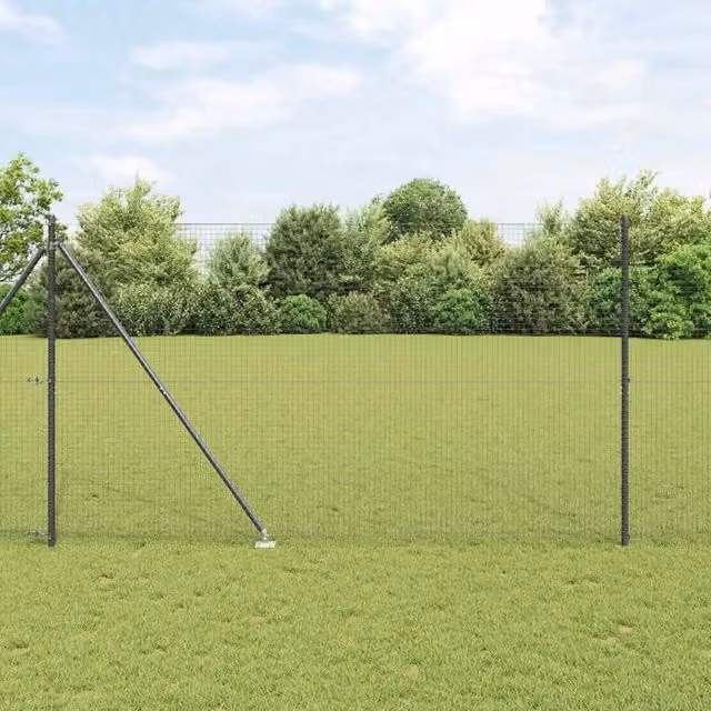 Recinzione in rete saldata con punte vidaXL, rivestimento in PVC, Grigio, L: 25 m, H: 1,5 m
