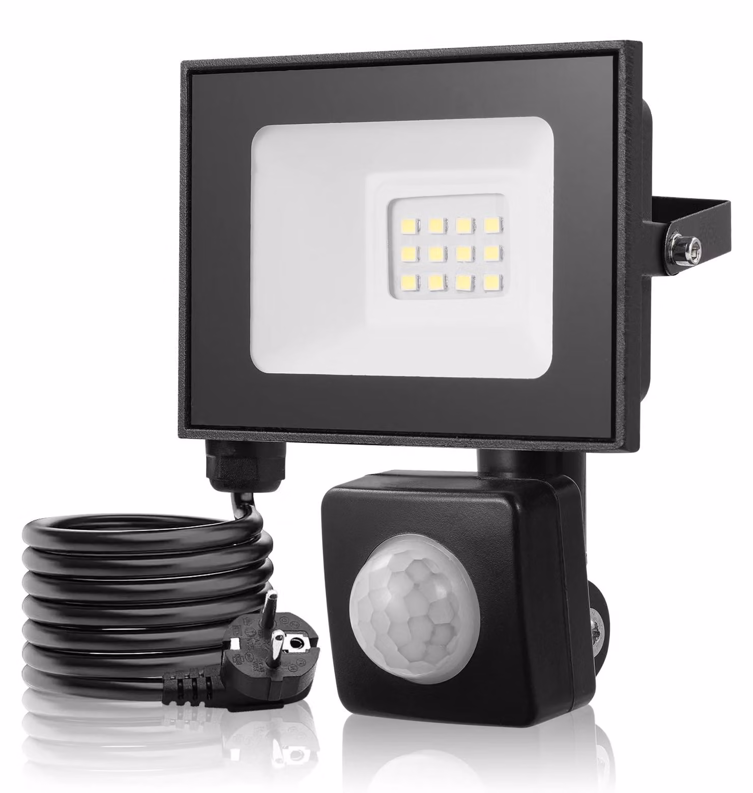 Fari a LED per esterni - 10 W - 6500K (bianco freddo) - Confezione da 5 - Grado di protezione IP66 (resistente all'acqua) - Spina di tipo EU - Con interruttore