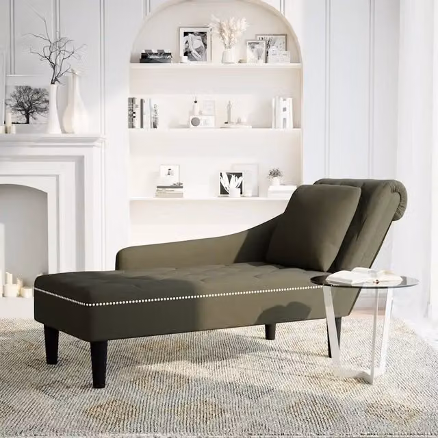 Sdraio Moderna in Similpelle Verde con Cuscini e Bracciolo Destro CFW1206016