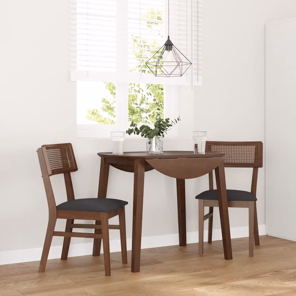 Set di 2 sedie da pranzo vidaXL in legno di hevea massello marrone con cuscini