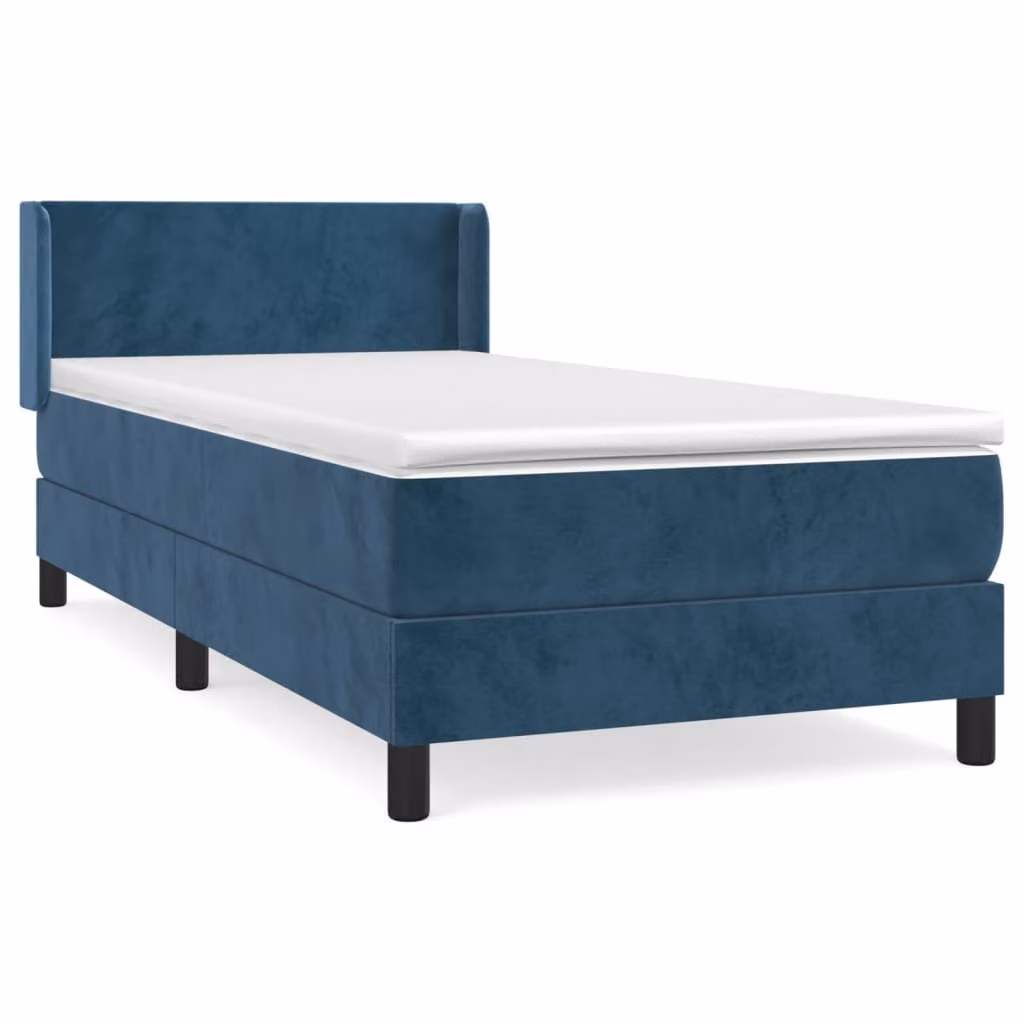 vidaXL Letto a molle con materasso blu scuro 80x200 cm in velluto