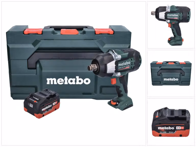 Metabo SSW 18 LTX 1750 BL avvitatore a impulsi a batteria 18 V 1750 Nm 3/4" brushless + 1x batteria ricaricabile 5,5 Ah + metaBOX - senza caricatore