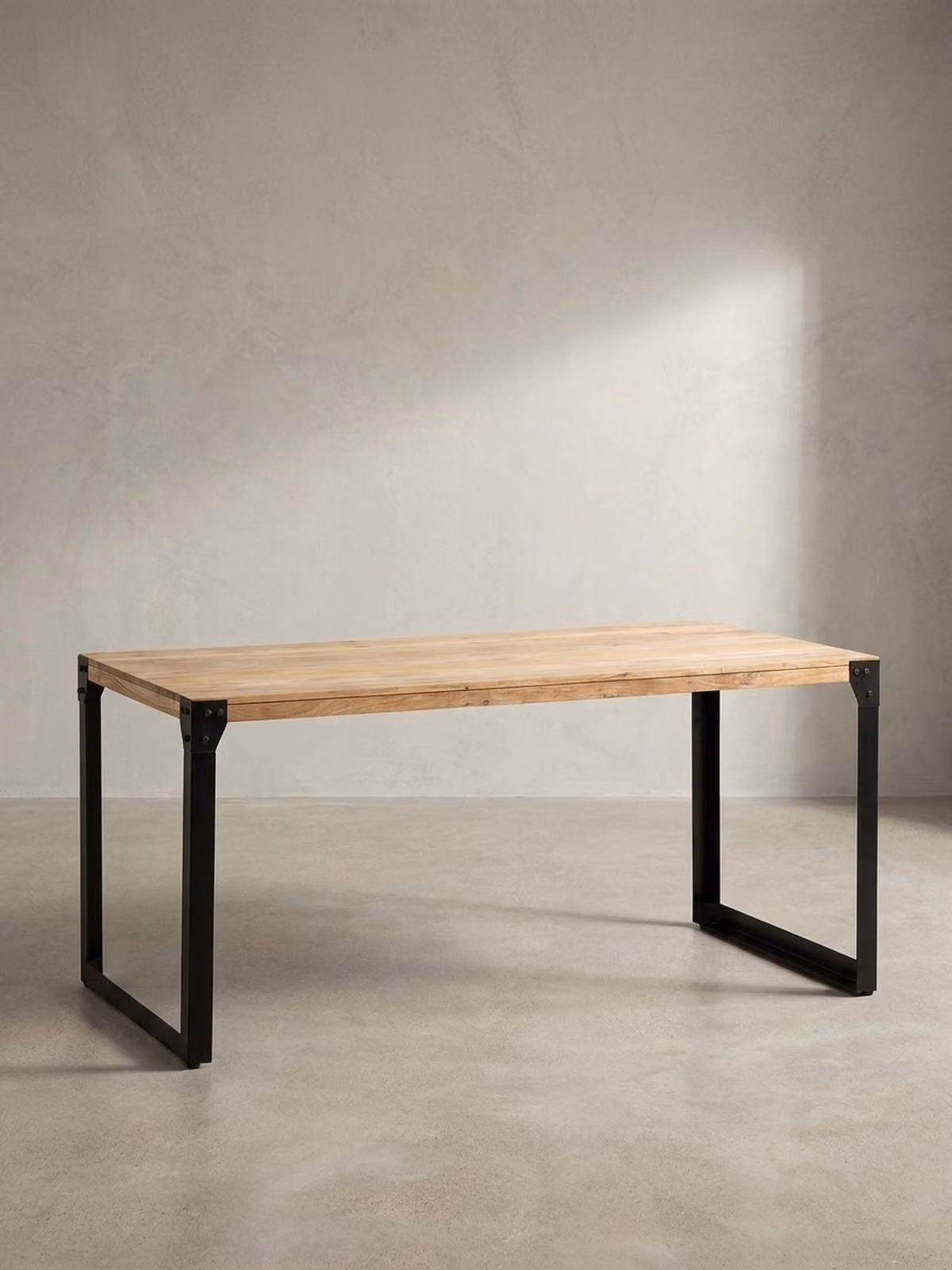 Tavolo da pranzo 180x90x76 cm in legno massello di acacia Tavolo da pranzo industriale in metallo, tavolo da cucina con gambe in metallo, tavolo in legno grande, tavolo da pranzo rettangolare