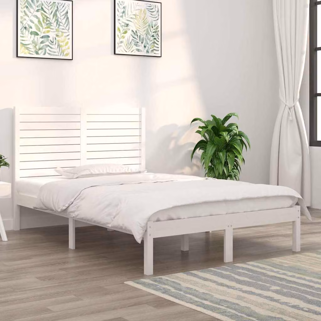 vidaXL Giroletto Double in Legno Massello di Pino Bianco L: 141 cm, P: 195,5 cm, H: 100 cm – 1