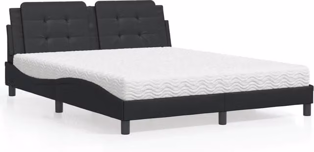 Letto con Materasso Zadar vidaXL in Similpelle Nero L/P/H: 218 x 160 x 74,5 cm