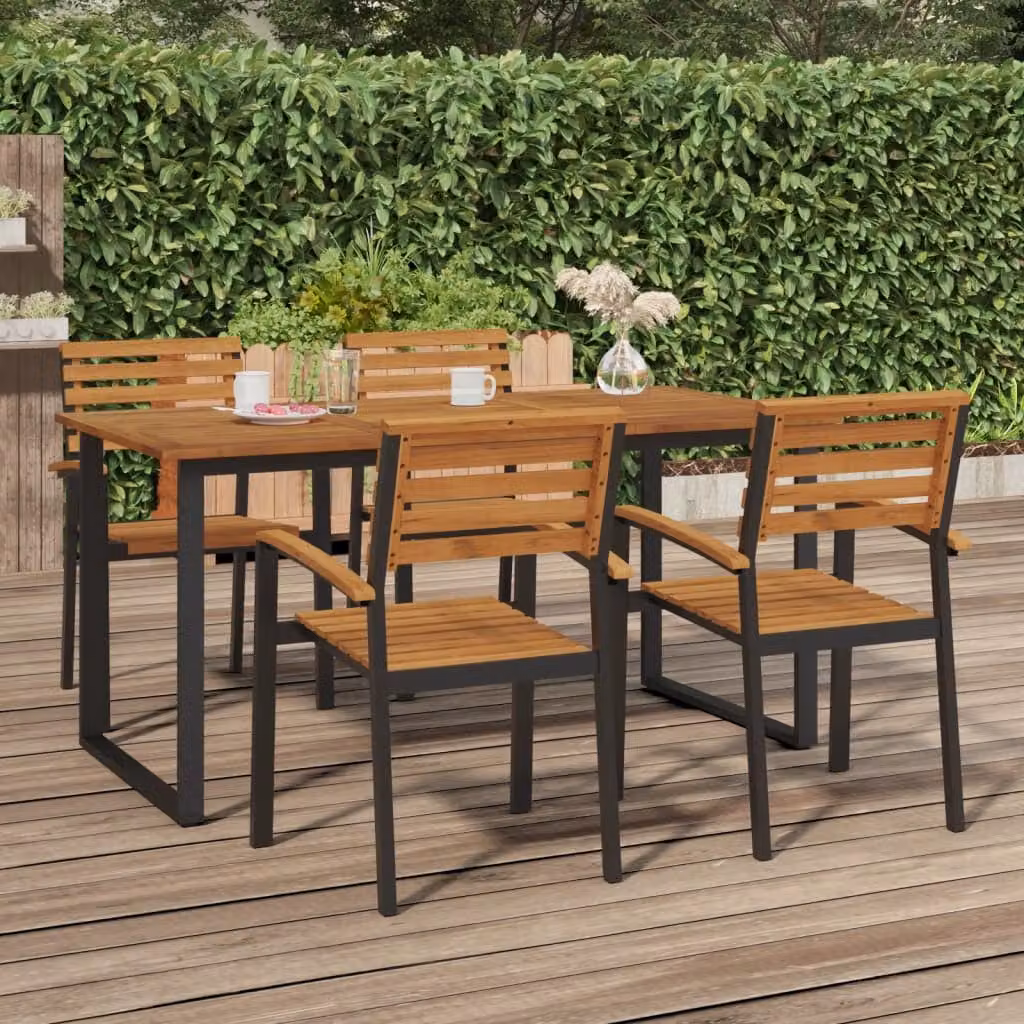 vidaXL Tavolo da Giardino Rettangolare in Legno di Acacia Marrone con Base a Slitta L: 160 cm, P: 80 cm, H: 75 cm