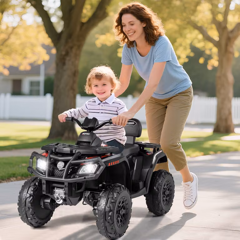 Costway Quad Elettrico a 4 Ruote da 24V con 2 Posti a Sedere e Sospensioni a Molle, Nero