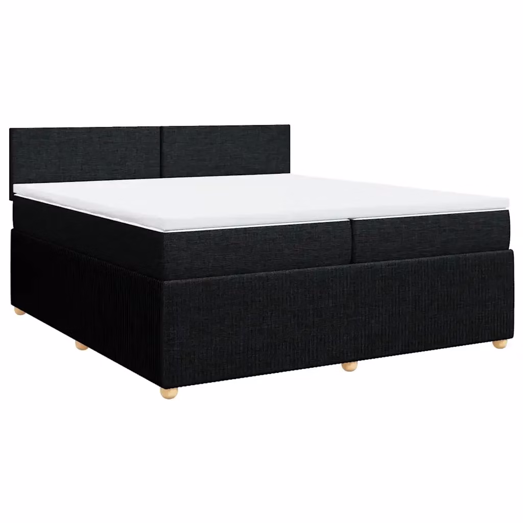 Letto Ibrido vidaXL con Giroletto a Molle e Materasso Nero e Bianco in Tessuto L/P: 200 x 200 cm – 2