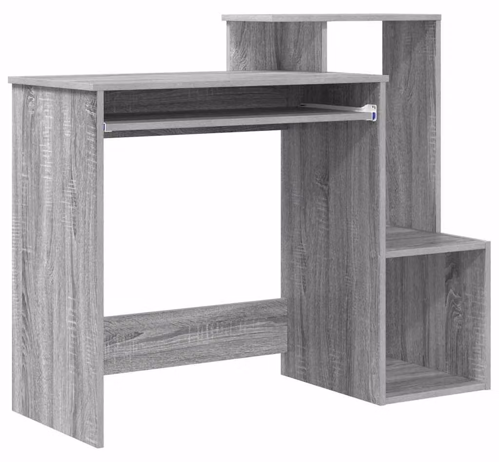 Solidchoice - Scrivania moderna per computer con piano in legno effetto grigio Sonoma