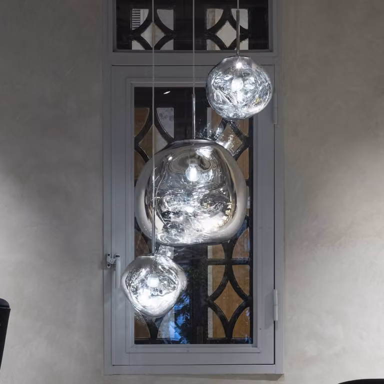 Tom Dixon Lampada a sospensione Melt Mini, dimmerabile, Cromo / Argento, Soggiorno / Sala da pranzo, Plastica, Design, Lampada a sospensione