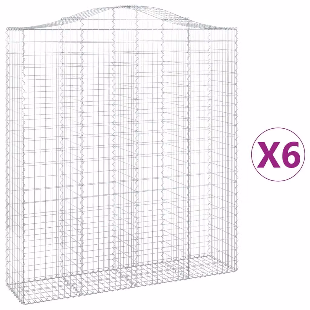 Cesti Gabbioni ad Arco 6 pz 200x50x220/240 cm Ferro Zincato