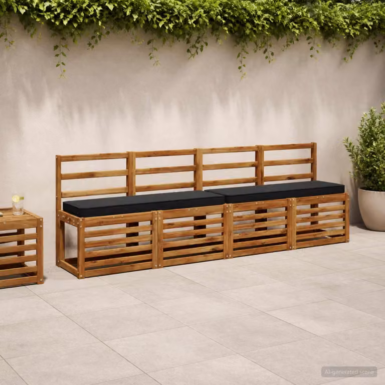 Cuscino per Panchina vidaXL VUGHT in Poliestere Nero con Rivestimento Rimovibile e Lavabile