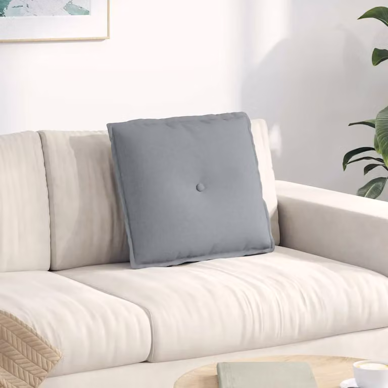 vidaXL Cuscino per Schiena Grigio con Rivestimento Rimovibile in Poliestere L 50 cm x P 19 cm x H 45 cm