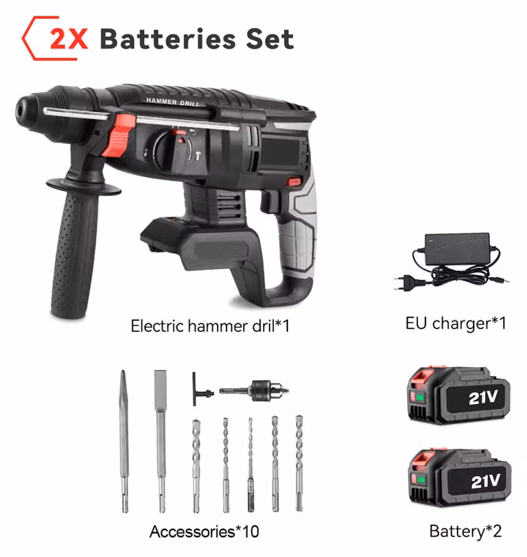 Trapano avvitatore a percussione - Modello a batteria - Motore brushless - 1680 W - 21 V - Diametro di foratura: 26 mm - 2 batterie