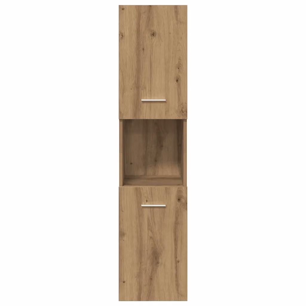 Mobiletto da bagno moderno a parete HELLOSHOP26 in legno composito rovere marrone con ante e ripiani L/P/H: 30 x 30 x 130 cm – 2