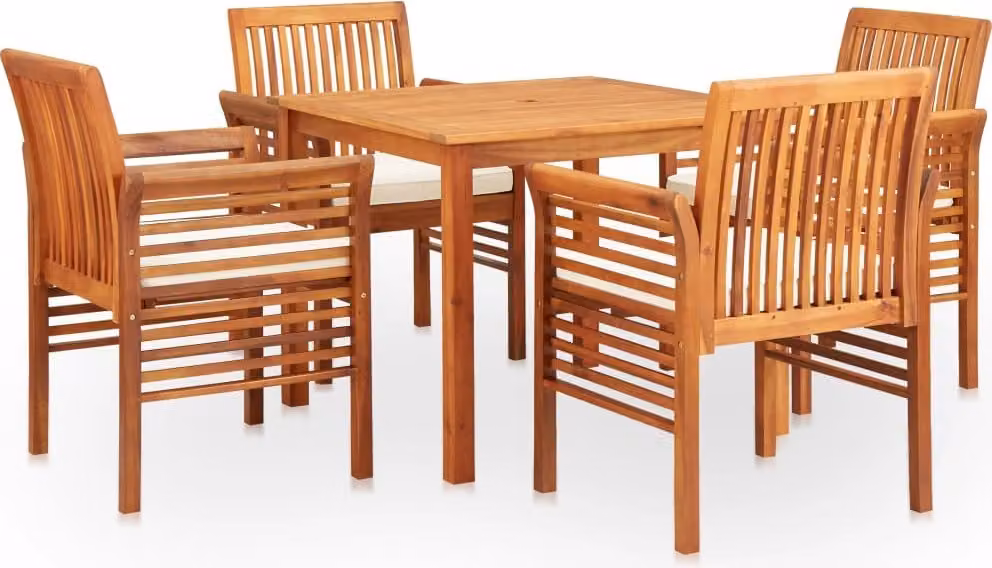 The Living Store Set da pranzo da giardino 5 pezzi con cuscini in legno massiccio di acacia