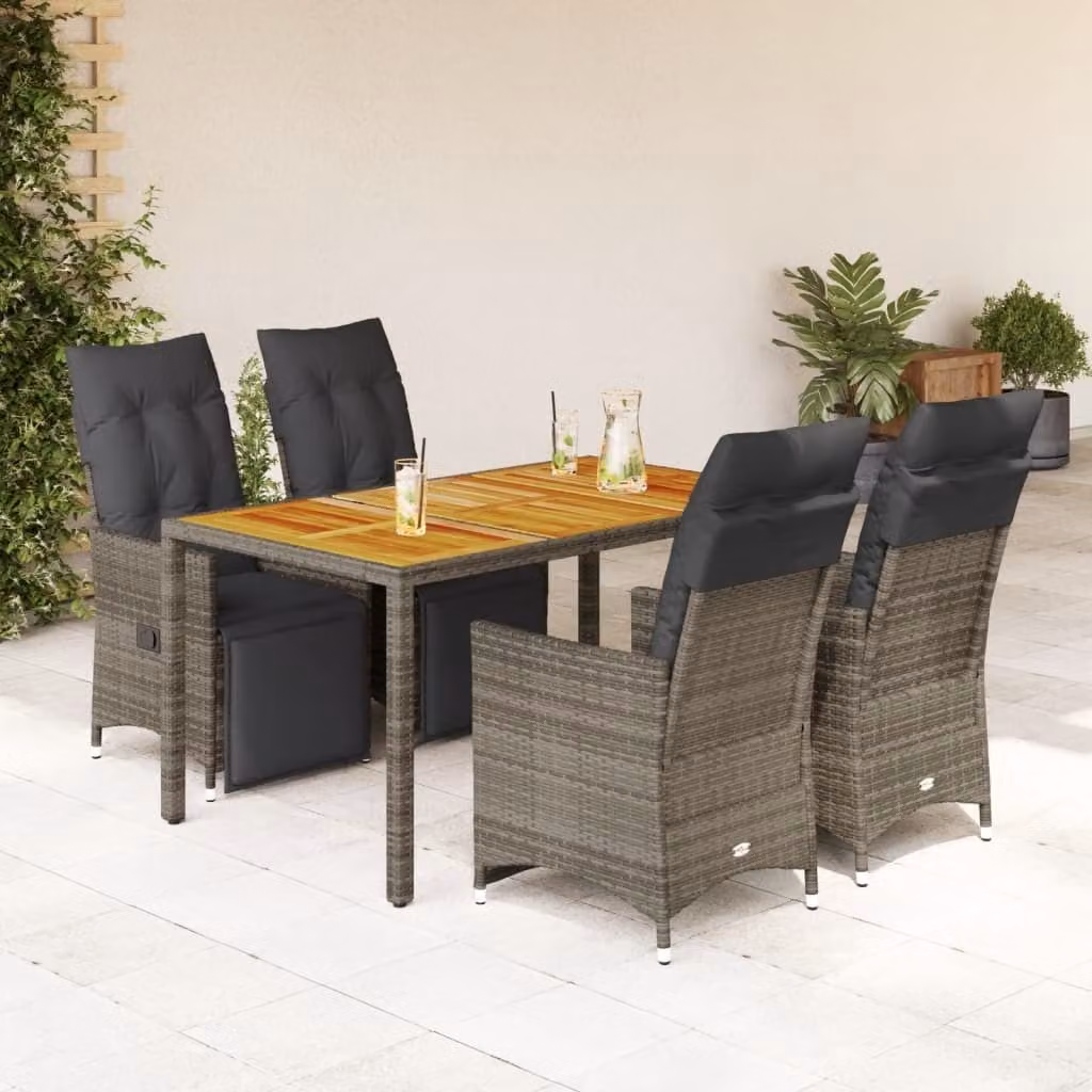 Maison Exclusive - Set da giardino bistrot 5 pezzi con cuscini grigio in polyrattan