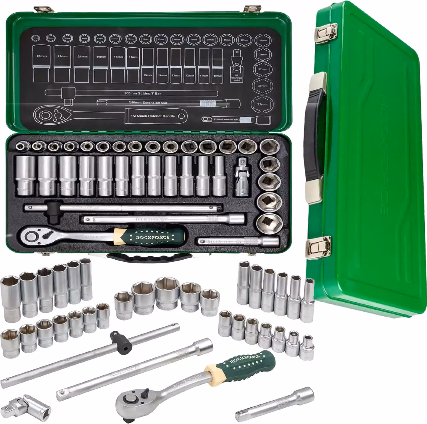 FORSAGE | Set di utensili, 36 pezzi, 1/2", 8-32 mm, esagono, custodia per utensili