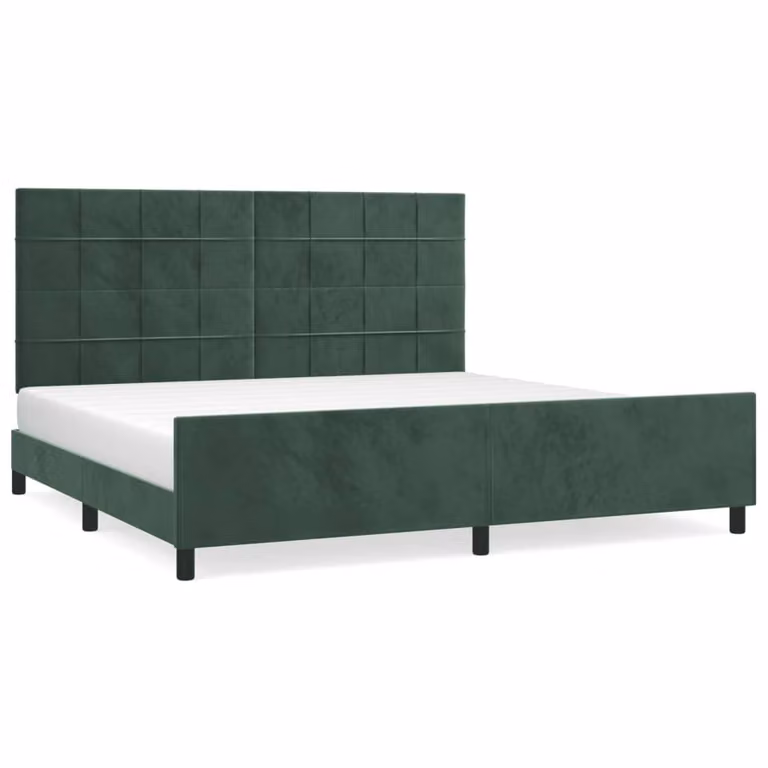 Giroletto senza Materasso Verde Scuro 200x200 cm in Velluto