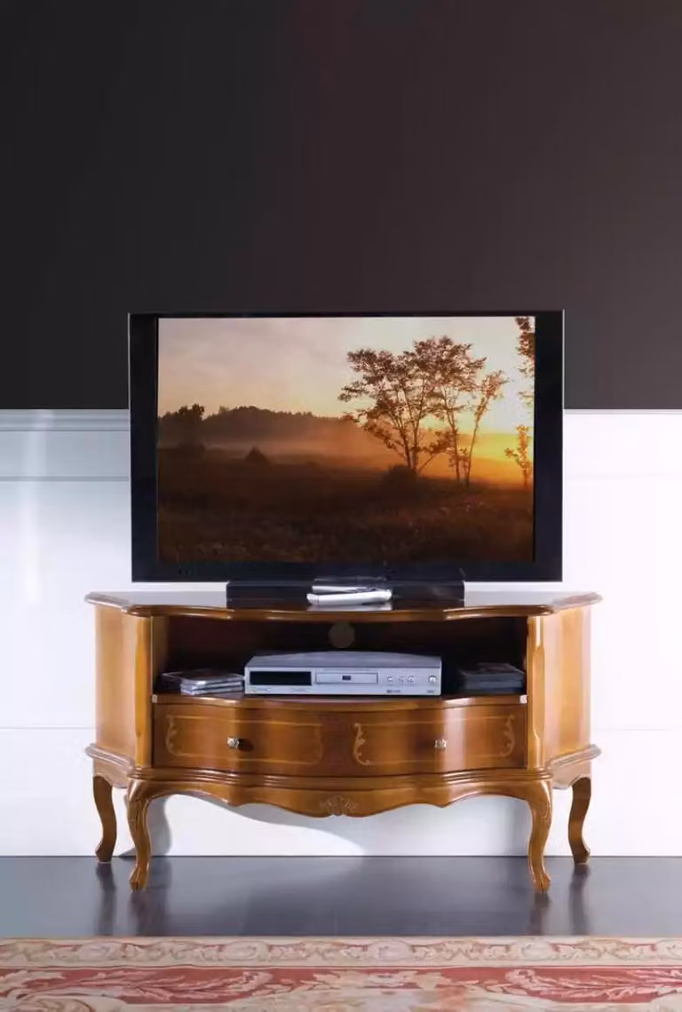 Credenza classica di design porta TV cassetti in legno marrone