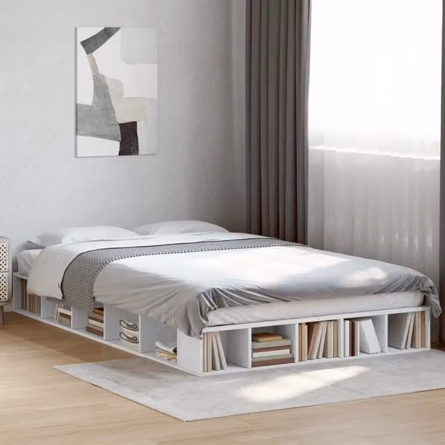 Letto con contenitore e doghe in legno bianco vidaXL L 120 x P 200 cm – 1