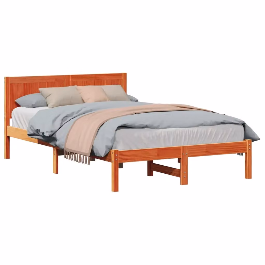 Struttura del letto in legno massello di pino vidaXL Marrone L: 140,5 cm, P: 195,5 cm, H: 200 cm – 2