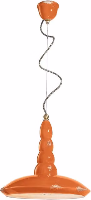 Lampadario Vintage Vague Vintage Ferro E Ceramica Arancio 1 Luce E27 40Cm