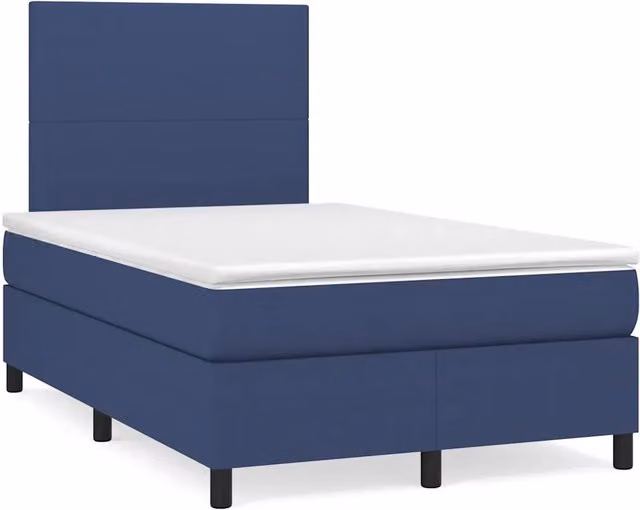 Letto Ibrido con Materasso vidaXL in Tessuto Blu e Bianco con Illuminazione LED e Porte USB L/P/H: 120 x 200 x 123 cm
