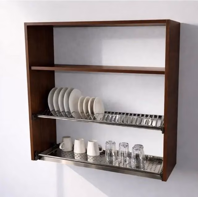 Pensile Scolapiatti Calandrelli Colore Noce H 90 x L 90 x P 33 cm