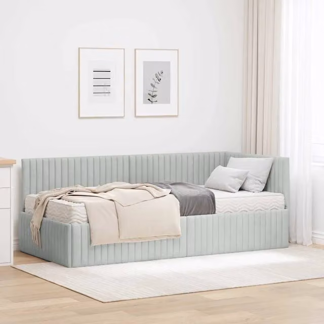 Letto Angolare Moderno con Materasso in Velluto Grigio vidaXL L/P/H: 190 x 90 x 72 cm
