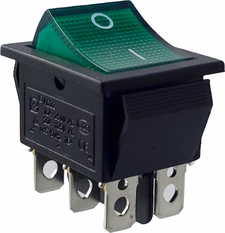 Interruttore a bilanciere, commutatore, interruttore a levetta, interruttore per apparecchiature a 6 poli 16A 250~ verde