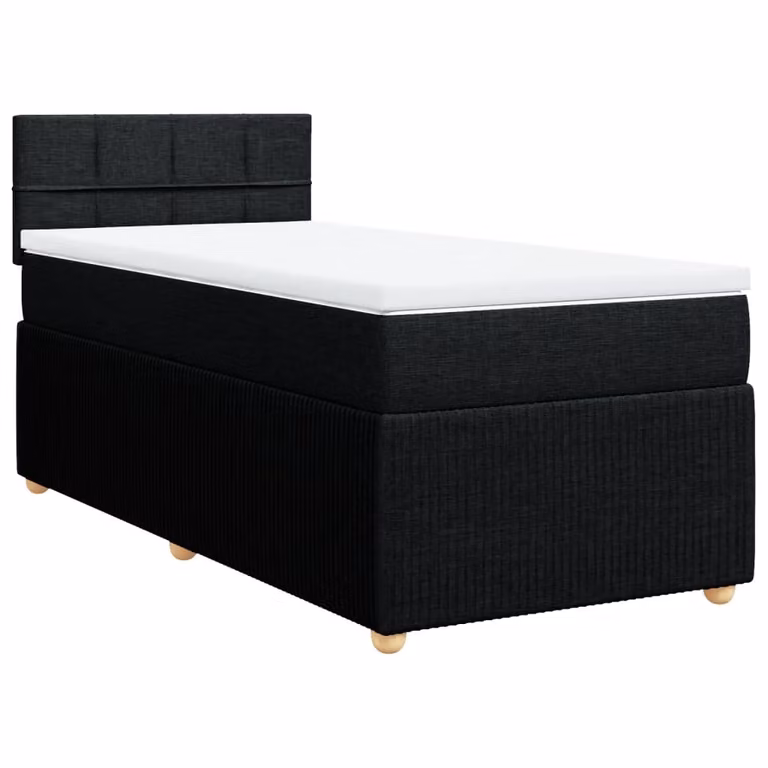 Giroletto a Molle con Materasso Nero 90x200 cm in Tessuto