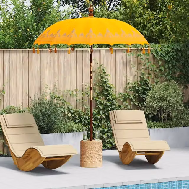 Ombrello balinese con base Giallo 185 x 185 x 260 cm 3356900