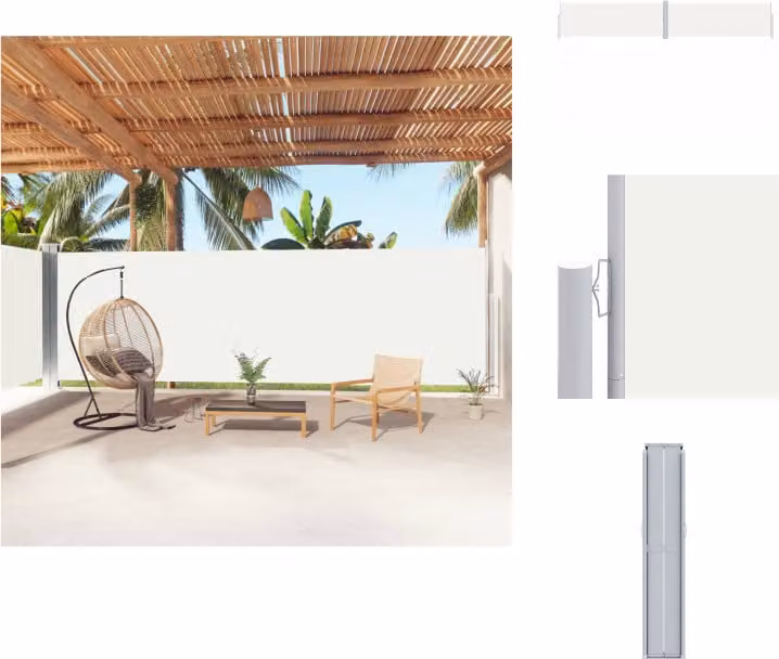 vidaXL Tenda laterale estensibile crema 180x1000 cm - Ombrelloni e tende da sole