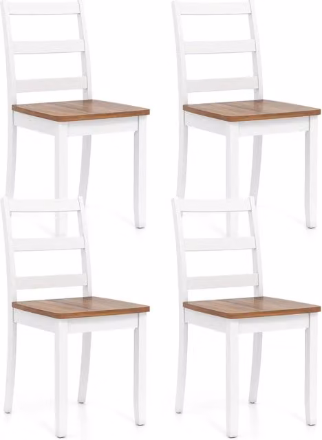 Set di 4 Sedie da Pranzo in Legno COSTWAY in Stile Rustico con Schienale Alto Curvo, L/P/H: 40 x 40 x 85 cm – 1