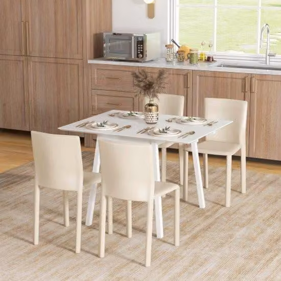 Tavolo da pranzo pieghevole, per 2-4 persone, pieghevole, in legno, ideale per spazi ridotti, 110 x 86 x 75 cm, bianco