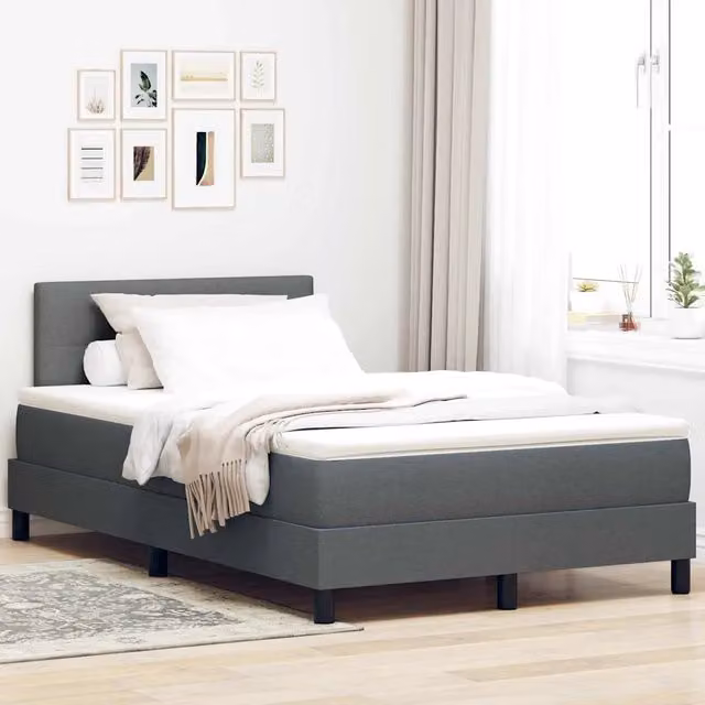 Letto ibrido con testiera vidaXL in tessuto grigio L/P/H: 200 x 120 x 28 cm – 1