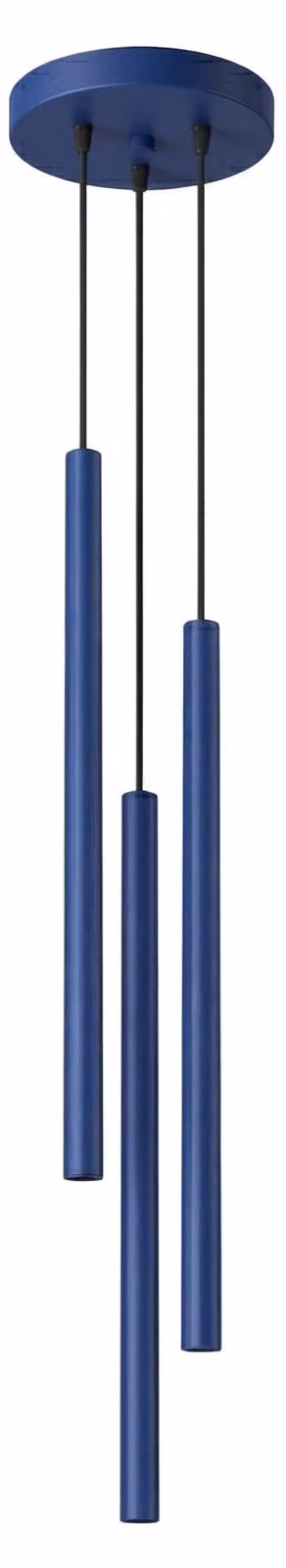 Lampada a sospensione PASTELO 3P blu oltremare 3xG9 8W acciaio 115x19,5x19,5 cm Sollux Lighting