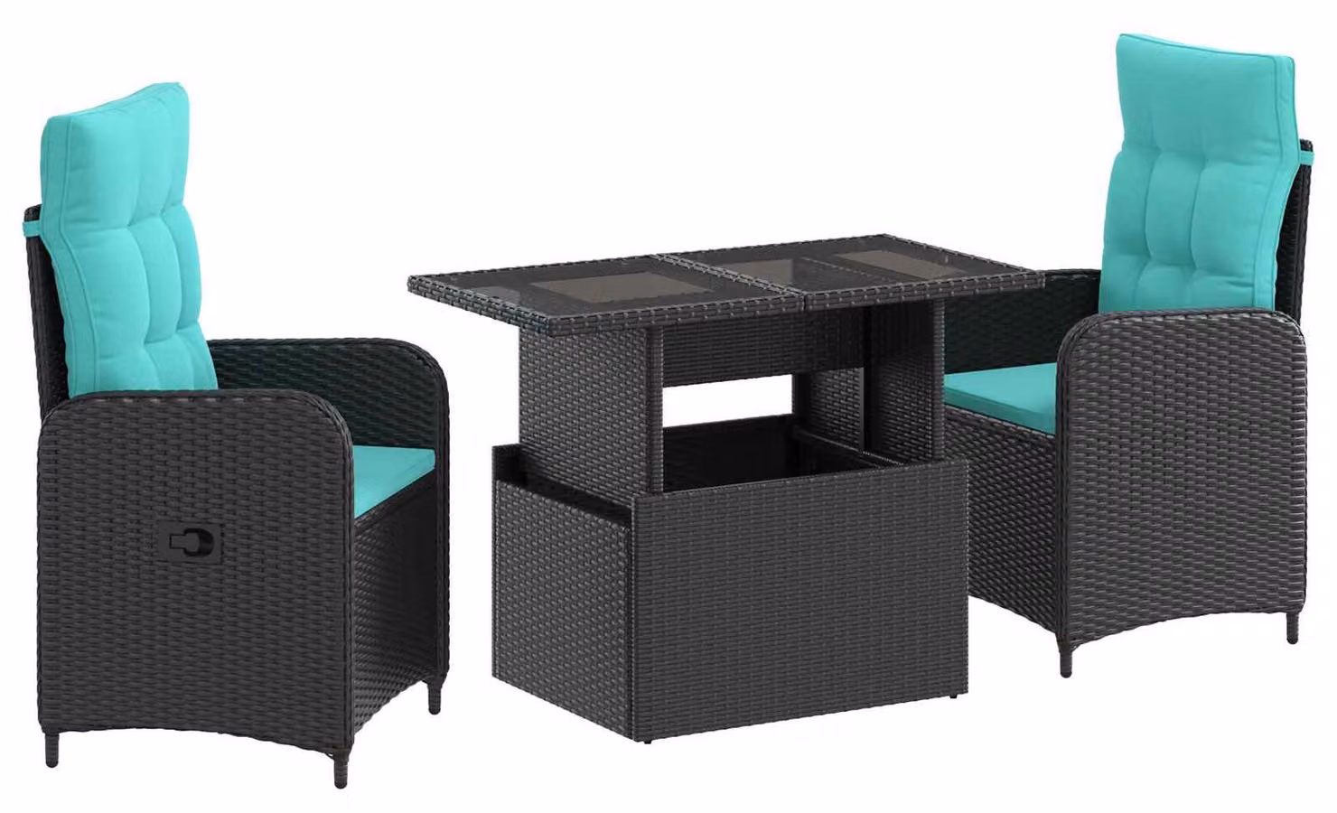 Set da tavolo da esterno, 3 pezzi, in rattan sintetico