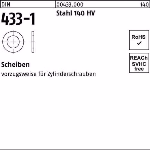 Dischi Reyher DIN 433 -1 acciaio 2,2 004330009022000 (500 pezzi)