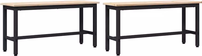 Panche da pranzo 2 pcs Naturale 100 x 32,5 x 49 cm