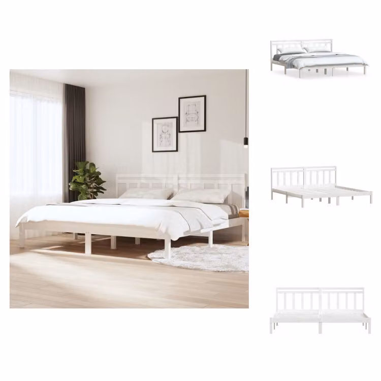 vidaXL Letto in legno massiccio di pino bianco 160x200 cm - Letti e strutture letto