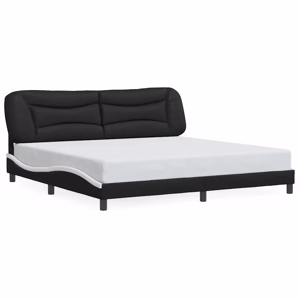 Giroletto senza materasso Hvar vidaXL in similpelle bianco e nero L/P/H: 200 x 200 x 74,5 cm – 2