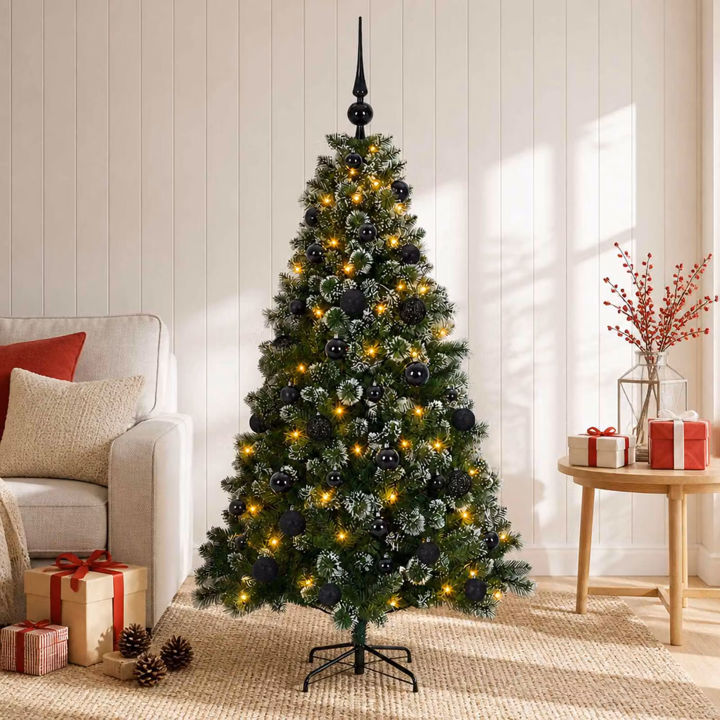 vidaXL Albero di Natale artificiale con palline 150 cm 150 LED