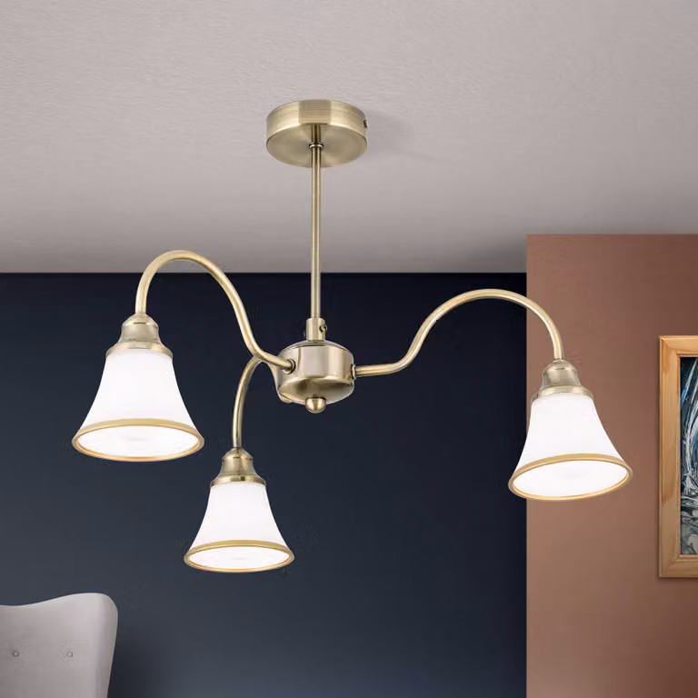 ORION Plafoniera soffitto TILDA, dimmerabile, Bronzo / Ottone antico, Soggiorno / Sala da pranzo, Vetro, Antico, Plafoniera