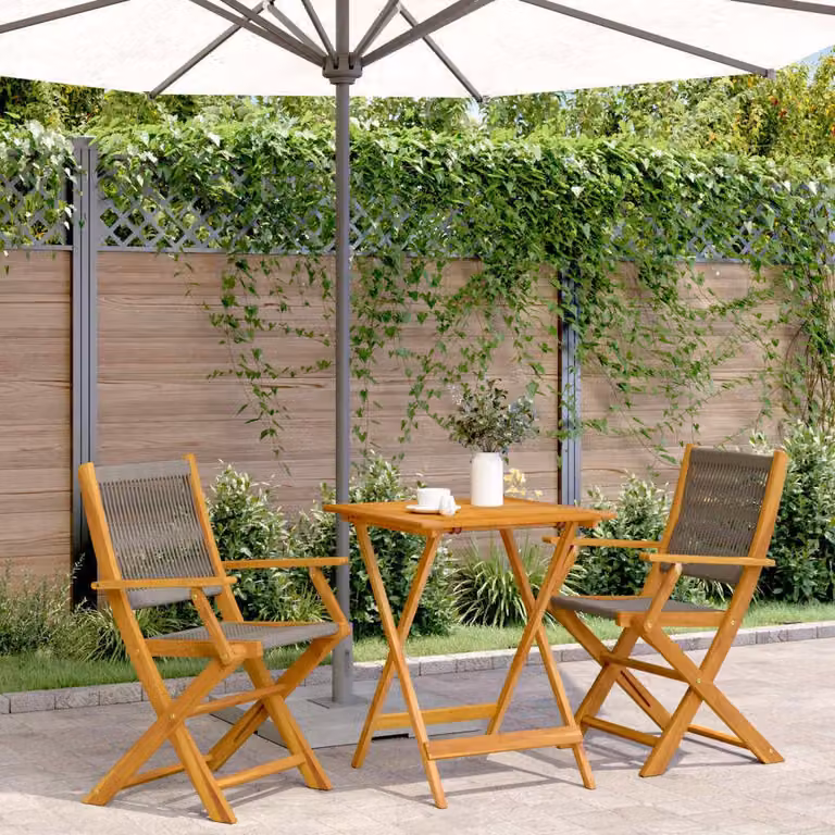 Maison Exclusive - Set da bistrot 3 pezzi, grigio, in polipropilene e legno massello