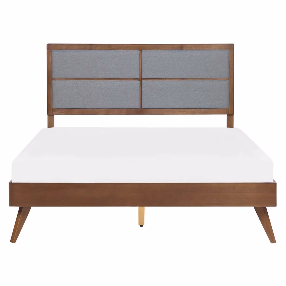 Letto Beliani moderno in frassino scuro con testiera imbottita in tessuto e rete a doghe, L/P/H: 160 x 200 x 102 cm – 2