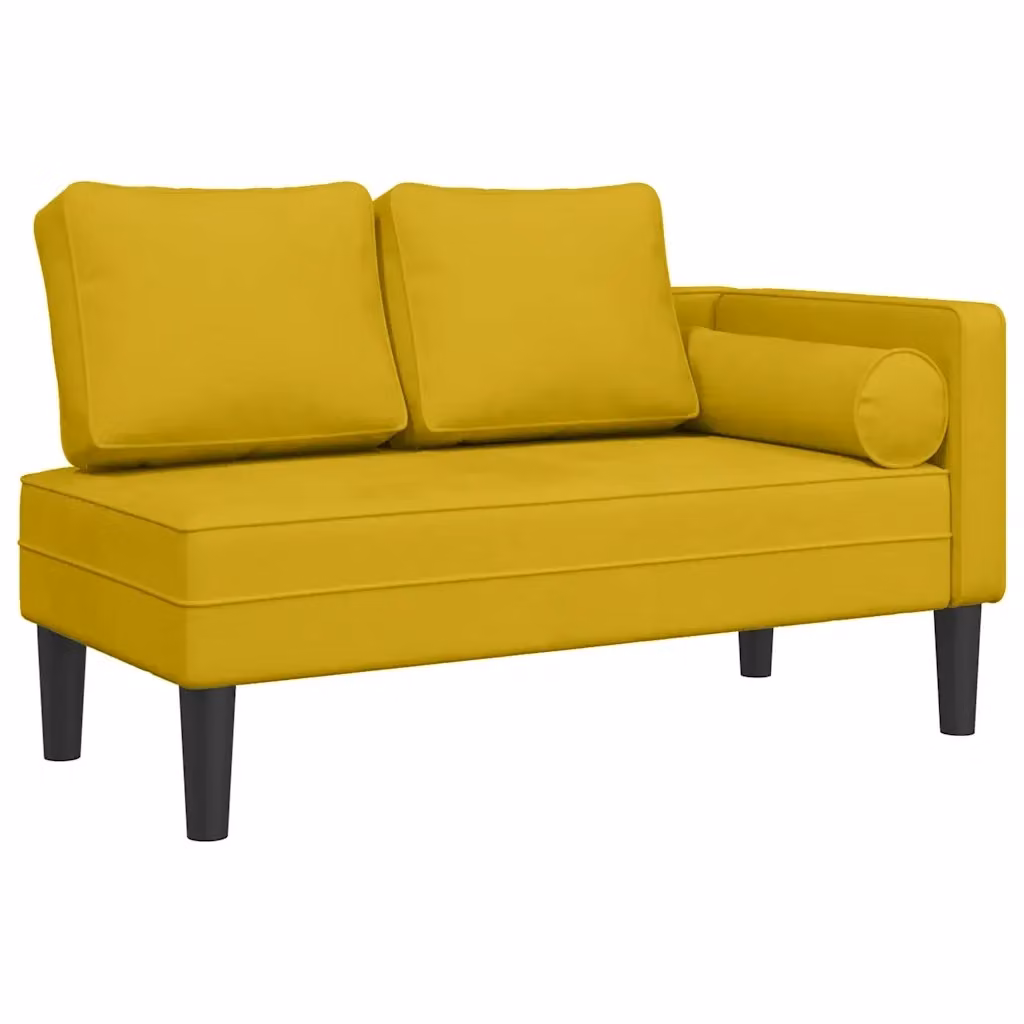 Chaise Longue in Velluto Giallo con Cuscini vidaXL per Soggiorno e Giardino – 2
