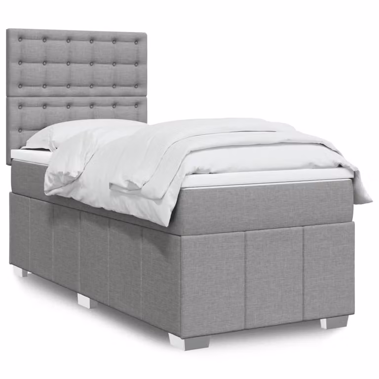 vidaXL Letto Ibrido con Giroletto a Molle e Materasso a Tasche Grigio Chiaro e Bianco L/P: 100 x 200 cm