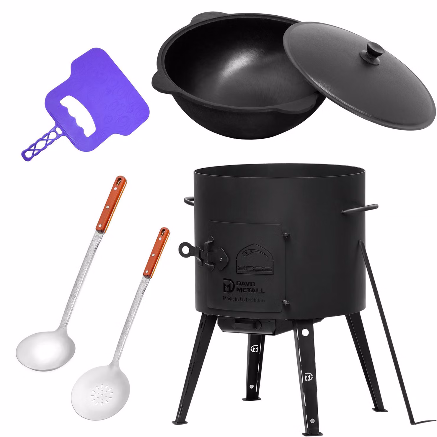 Ø36 Uchag, acciaio 2 mm, Utschak, 10 l, Kazan, vassoio per barbecue, mestolo, mestolo da minestra, Utschak, Utschag, Kazan, cucina da campo, cucina all'aperto, fornello per stufati, fornello da campo
